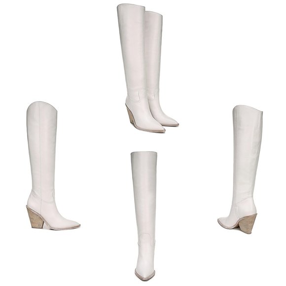 indigo pointed toe knee high boot sam edelman